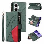 For Xiaomi Poco F7 Dual-color 9 Card Slots Zipper Wallet Leather Phone Case(Green)