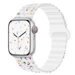 For Apple Watch SE 2023 44mm Colorful Dots Magnetic Silicone Watch Band(White)