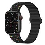 For Apple Watch SE 2023 44mm Colorful Dots Magnetic Silicone Watch Band(Black)