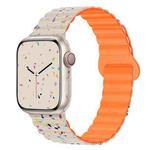 For Apple Watch Ultra 2 49mm Colorful Dots Magnetic Silicone Watch Band(Starlight+Orange)