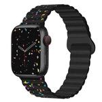 For Apple Watch Series 9 45mm Colorful Dots Magnetic Silicone Watch Band(Black)