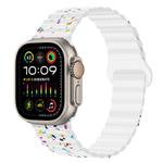 For Apple Watch Ultra 49mm Colorful Dots Magnetic Silicone Watch Band(White)