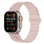 For Apple Watch Ultra 49mm Colorful Dots Magnetic Silicone Watch Band(Pink)