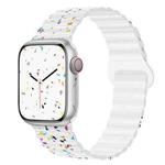 For Apple Watch SE 2022 40mm Colorful Dots Magnetic Silicone Watch Band(White)