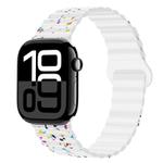 For Apple Watch Series 10 46mm Colorful Dots Magnetic Silicone Watch Band(White)