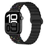 For Apple Watch Series 10 46mm Colorful Dots Magnetic Silicone Watch Band(Black)