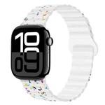 For Apple Watch Series 10 42mm Colorful Dots Magnetic Silicone Watch Band(White)