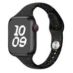 For Apple Watch SE 2023 44mm Slim Style Colorful Dots Silicone Watch Band(Black)