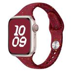 For Apple Watch SE 2023 44mm Slim Style Colorful Dots Silicone Watch Band(Wine Red)