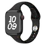 For Apple Watch Series 9 45mm Slim Style Colorful Dots Silicone Watch Band(Black)