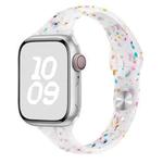 For Apple Watch Series 8 41mm Slim Style Colorful Dots Silicone Watch Band(Jelly White)