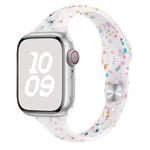 For Apple Watch Series 6 44mm Slim Style Colorful Dots Silicone Watch Band(Jelly White)