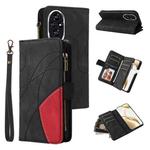 For Honor 200 Dual-color 9 Card Slots Zipper Wallet Leather Phone Case(Black)