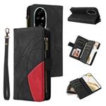 For Honor 200 Pro Dual-color 9 Card Slots Zipper Wallet Leather Phone Case(Black)