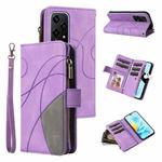 For Honor 200 Lite Global Dual-color 9 Card Slots Zipper Wallet Leather Phone Case(Purple)