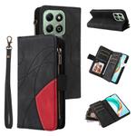 For Honor X6b Dual-color 9 Card Slots Zipper Wallet Leather Phone Case(Black)