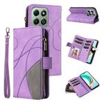 For Honor X6b Dual-color 9 Card Slots Zipper Wallet Leather Phone Case(Purple)