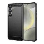 For Samsung Galaxy S25 5G Carbon Fiber Brushed Texture TPU Phone Case(Black)