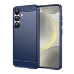 For Samsung Galaxy S25 5G Carbon Fiber Brushed Texture TPU Phone Case(Blue)