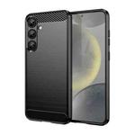 For Samsung Galaxy S25+ 5G Carbon Fiber Brushed Texture TPU Phone Case(Black)