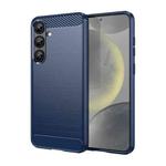 For Samsung Galaxy S25+ 5G Carbon Fiber Brushed Texture TPU Phone Case(Blue)