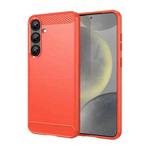 For Samsung Galaxy S25+ 5G Carbon Fiber Brushed Texture TPU Phone Case(Red)