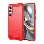 For Samsung Galaxy S25 FE 5G Carbon Fiber Brushed Texture TPU Phone Case(Red)