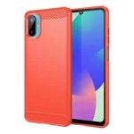For Samsung Galaxy M06 5G Carbon Fiber Brushed Texture TPU Phone Case(Red)