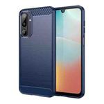For Samsung Galaxy M16 5G Carbon Fiber Brushed Texture TPU Phone Case(Blue)