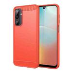 For Samsung Galaxy M16 5G Carbon Fiber Brushed Texture TPU Phone Case(Red)