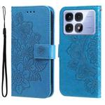 For Redmi K70 Ultra Seven-petal Flowers Embossing Leather Phone Case(Blue)