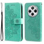 For Redmi 14C 4G Seven-petal Flowers Embossing Leather Phone Case(Green)