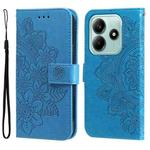 For Redmi Note 14 5G Seven-petal Flowers Embossing Leather Phone Case(Blue)