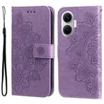 For Redmi Turbo 4 Pro / Xiaomi Poco F7 Seven-petal Flowers Embossing Leather Phone Case(Light Purple)