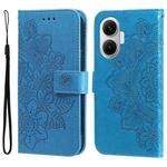 For Redmi Turbo 4 Pro / Xiaomi Poco F7 Seven-petal Flowers Embossing Leather Phone Case(Blue)