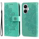 For Redmi Turbo 4 Pro / Xiaomi Poco F7 Seven-petal Flowers Embossing Leather Phone Case(Green)