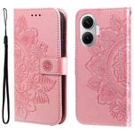 For Redmi Turbo 4 Pro / Xiaomi Poco F7 Seven-petal Flowers Embossing Leather Phone Case(Rose Gold)