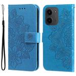 For Redmi 15C 4G 173.1mm / 15C 5G 173.1mm Seven-petal Flowers Embossing Leather Phone Case(Blue)