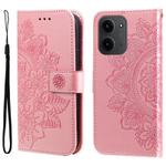 For Redmi 15C 4G 173.1mm / 15C 5G 173.1mm Seven-petal Flowers Embossing Leather Phone Case(Rose Gold)
