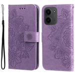 For Redmi 15C 4G 171.5mm / Xiaomi Poco C85 4G Seven-petal Flowers Embossing Leather Phone Case(Light Purple)