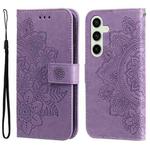 For Samsung Galaxy S24 FE 5G Seven-petal Flowers Embossing Leather Phone Case(Light Purple)