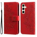 For Samsung Galaxy S24 FE 5G Seven-petal Flowers Embossing Leather Phone Case(Red)