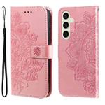 For Samsung Galaxy S24 FE 5G Seven-petal Flowers Embossing Leather Phone Case(Rose Gold)