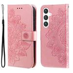 For Samsung Galaxy S25 5G Seven-petal Flowers Embossing Leather Phone Case(Rose Gold)