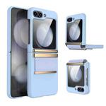 For Samsung Galaxy Z Flip3 5G Hardware Foldable Leather Shockproof Phone Case(Lavender Blue Gold)