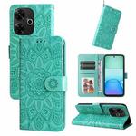 For Redmi 13 4G / Redmi Note 13R Embossed Sunflower Leather Phone Case(Green)