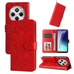 For Redmi 14C 4G Embossed Sunflower Leather Phone Case(Red)