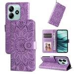 For Redmi Note 14 5G Embossed Sunflower Leather Phone Case(Purple)