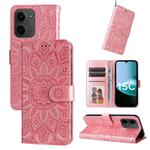 For Redmi 15C 4G 173.1mm / 15C 5G 173.1mm Embossed Sunflower Leather Phone Case(Rose Gold)