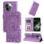 For Redmi K80 Ultra Embossed Sunflower Leather Phone Case(Purple)